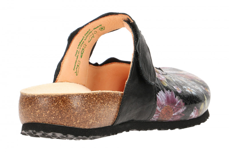 Think Julia Pantolette schwarz Blumen Clogs