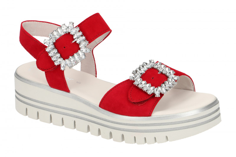 Gabor Plateau Sandale rot Samt 23.624.15