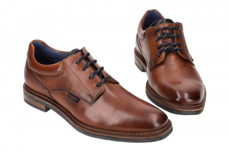 bugatti Maik Exko Schuhe braun cognac Schnürer AES02