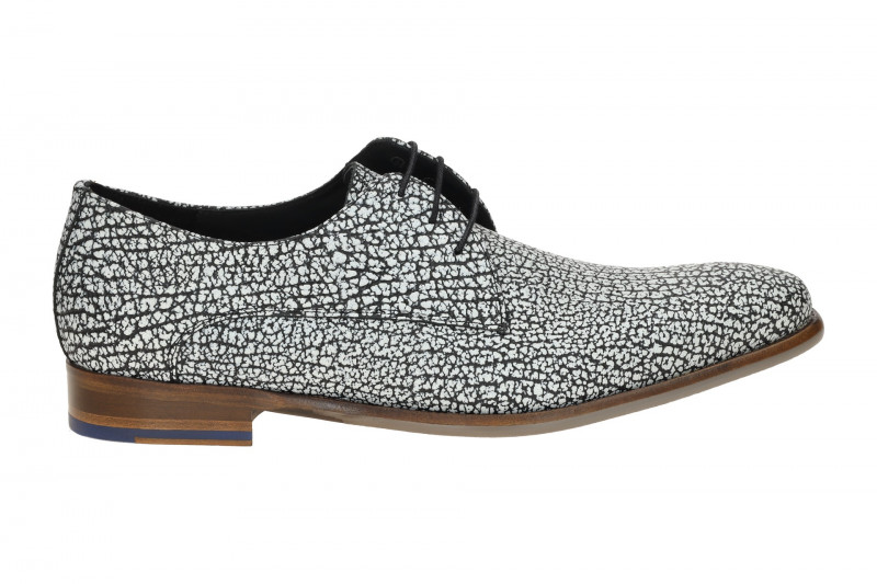 Floris van Bommel De Stijler Schuhe weiß schwarz strukturiert H-Weite 30262