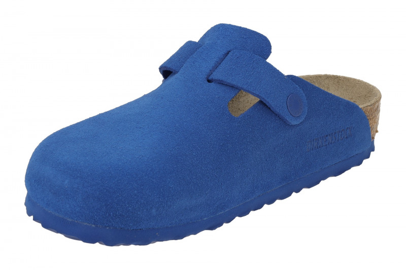 Birkenstock Boston Clogs Pantoletten ultra blau Velour Normal-Weit 1022556
