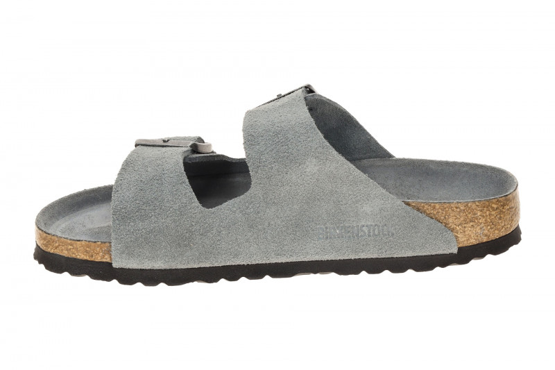 Birkenstock Arizona BS Pantolette grau blau SCHMAL Weichbettung 1030912