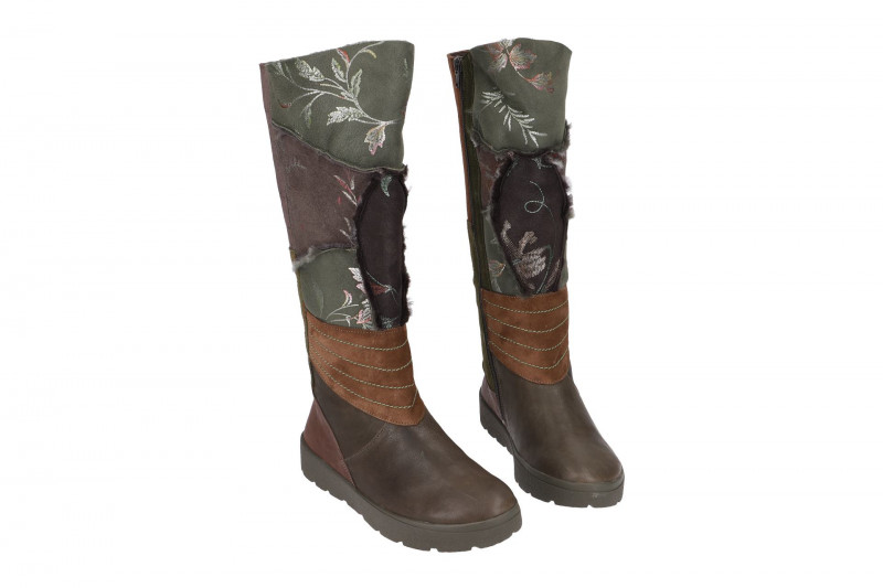 Think Drunta Stiefel grün braun Lammfell