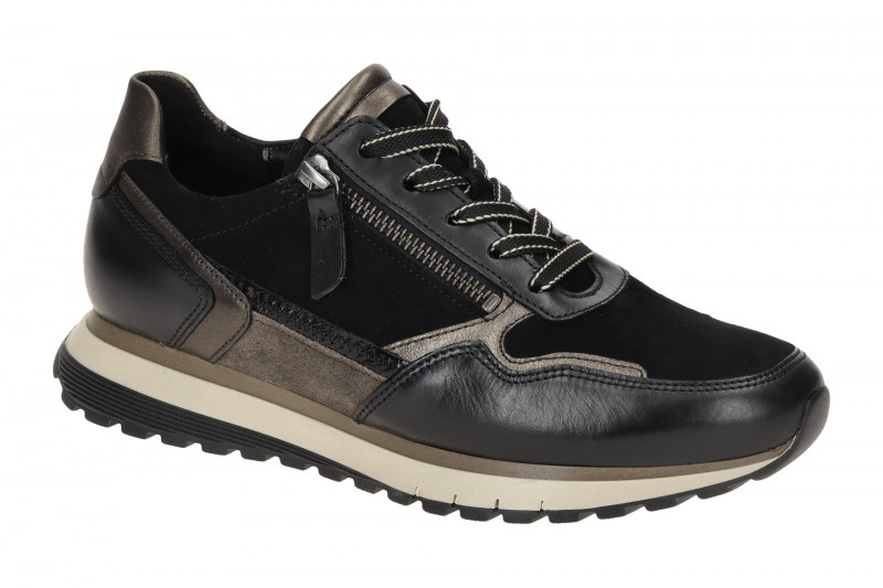Gabor comfort Sneaker Schuhe schwarz grau met. H-Weite 76.378.37