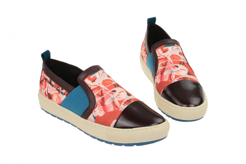 Geox Breeda Designer Schuhe rot kombi Slipper