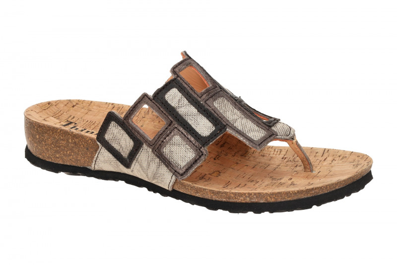 Think Julia Pantolette Zehentrenner grau taupe Viereck 1136