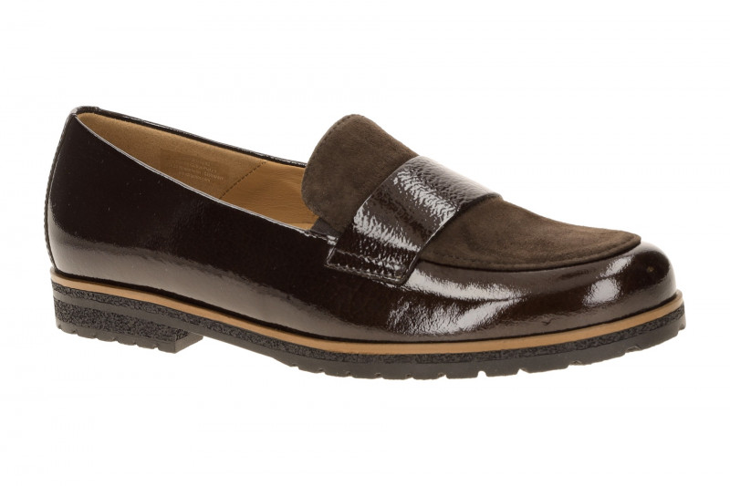Gabor Schuhe Slipper braun Lack Velour Loafer 4005.01