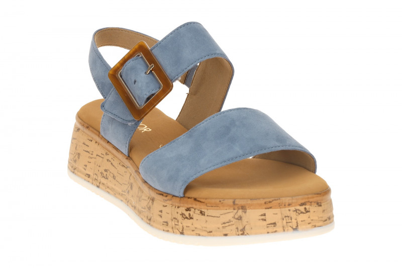 Gabor Plateau Sandale heaven blau Velour 82.744.26