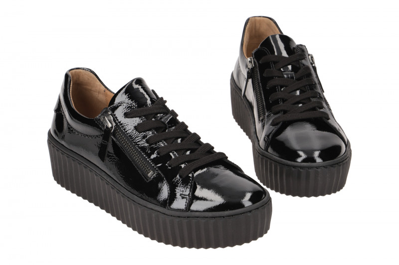 Gabor Schuhe Plateau Sneakers schwarz Lack 73.200.97