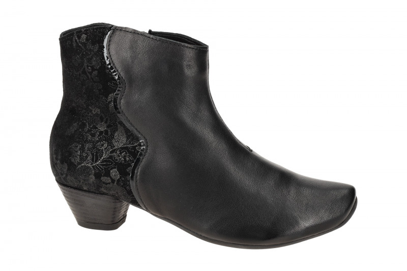 Think Aida Stiefelette schwarz Glattleder Glitter-Velour