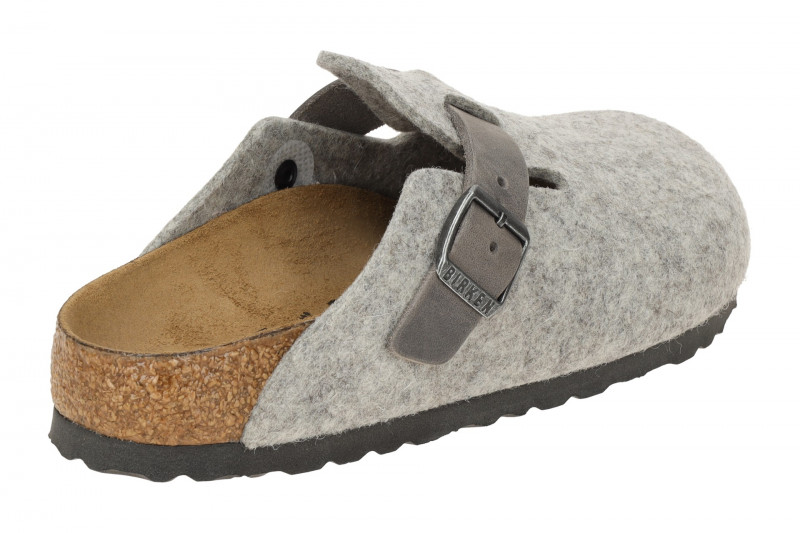 Birkenstock Boston Clogs Damen Pantolette grau Filz SCHMAL 1026163