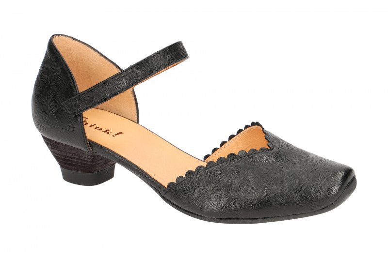 Think Aida Riemchen Pumps schwarz effekt