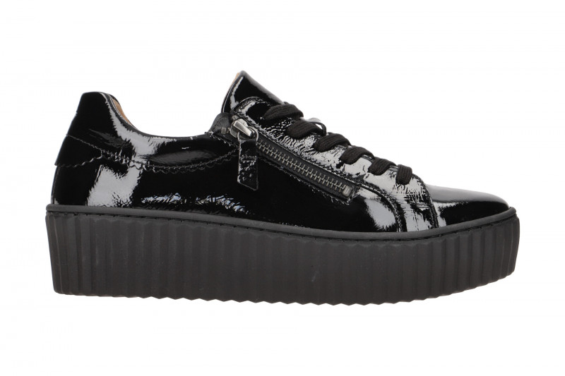Gabor Schuhe Plateau Sneakers schwarz Lack 73.200.97