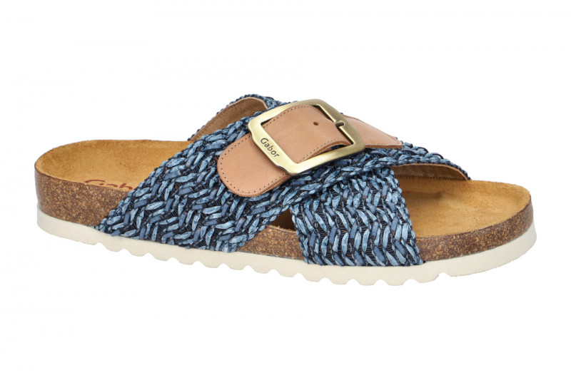 Gabor Pantolette blau Bast braun Nappa 83.032.46