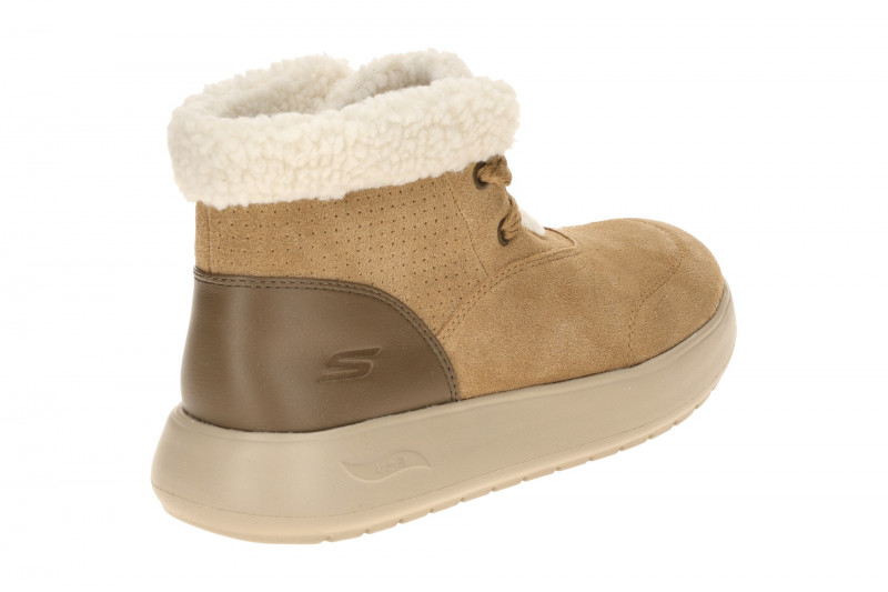 Skechers Go Walk Stiefeletten braun Fellkragen dünn gefüttert