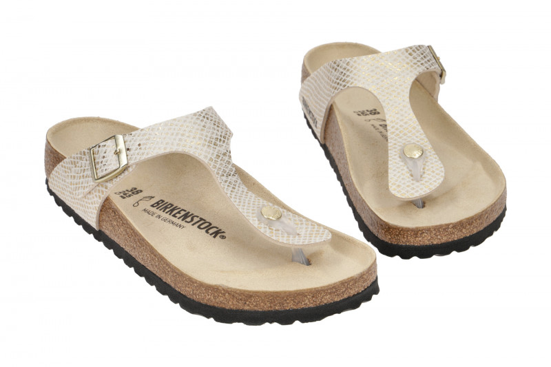 Birkenstock Gizeh BS Pantolette weiß gold python 1018481