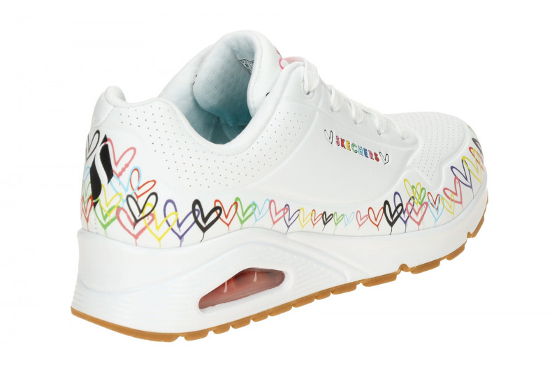 Skechers Uno Schuhe weiß mit bunten Herzen 177917