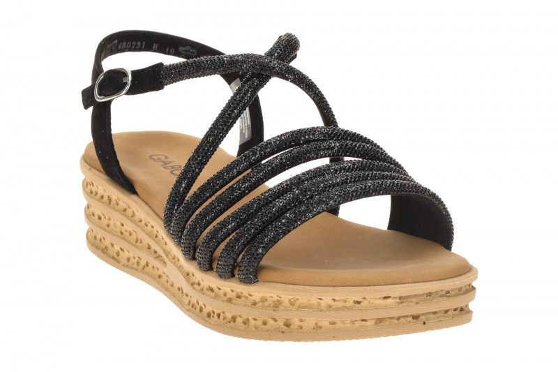 Gabor Fashion Plateau Sandalen schwarz Strass 84.555.87