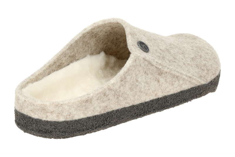 Birkenstock Zermatt Shearling Hausschuhe Clogs hellgrau eggshell SCHMAL 1020029
