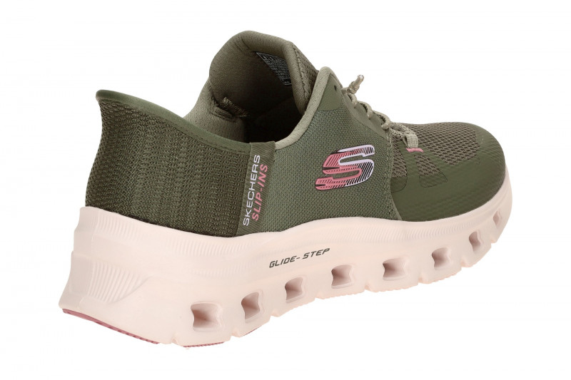 Skechers Glide Step Schuhe grün olive Damen SLIP-INS 150420