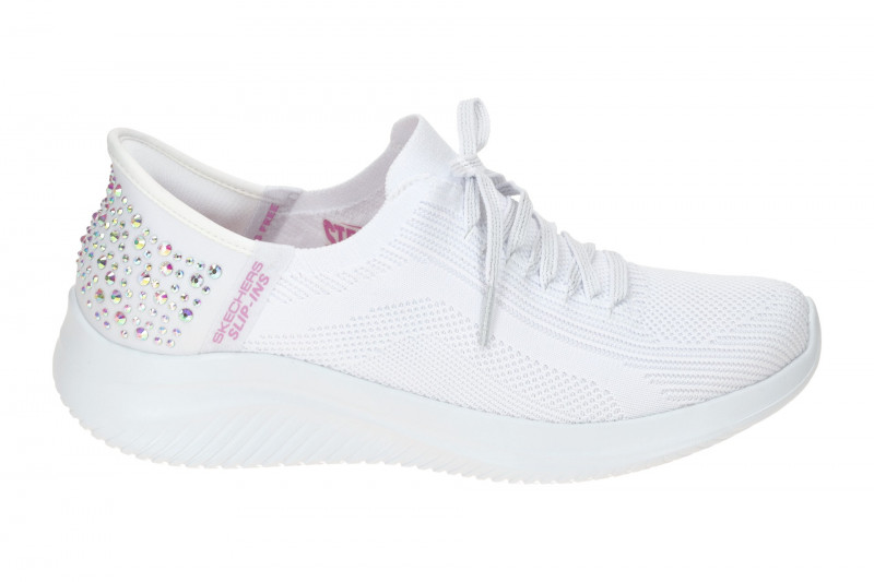 Skechers Ultra Flex Slipper Schuhe weiß Glitzer Slip-Ins 150175