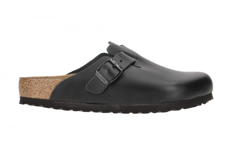 Birkenstock Boston Pantolette schwarz Glattleder Normal-Weit 60191