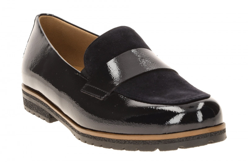 Gabor Schuhe Slipper blau Lack Velour Loafer 4005.01