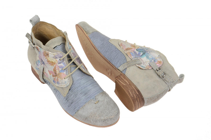 Charme Stiefelette grau blau Blumen 0064