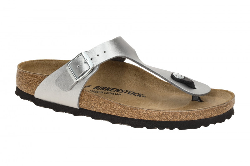 Birkenstock Gizeh BS Pantolette silber SCHMAL-Weit 43853