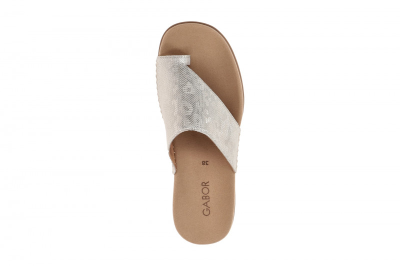 Gabor Zehentrenner Pantolette Leo metallic grau 83.700.60
