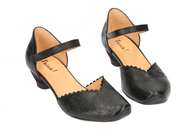 Think Aida Riemchen Pumps schwarz effekt