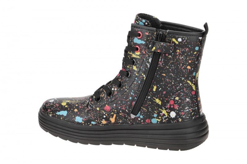 Geox Phaolae Kinder Stiefel Schuhe schwarz bunt Kleckse