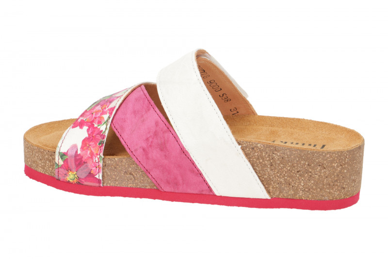 Think Papu Plateau Pantolette pink weiß Blumen 728