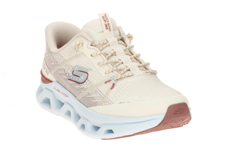 Skechers Glide Step Schuhe beige hellblau Slip-Ins 150513