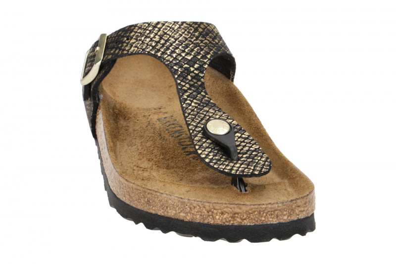 Birkenstock Gizeh BS Pantolette schwarz gold-python Normal-Weit 1018464