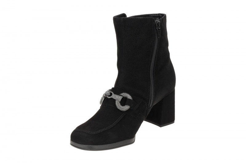 Gabor Stiefelette schwarz Velour mit Schmuck 35.693.17