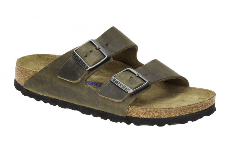 Birkenstock Arizona Pantolette grün SCHMAL Softfußbett 1019377