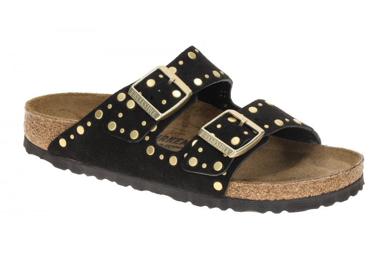 Birkenstock Arizona Rivet Border Pantolette schwarz SCHMAL 1030348