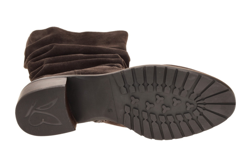 Caprice Stiefel Mid Rise braun Velour gerafft 25401