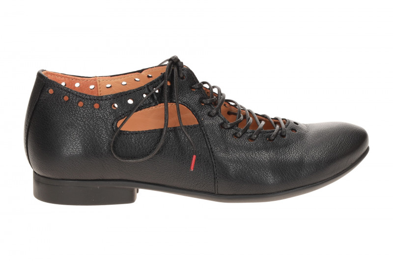 Think Guad Schuhe schwarz gelocht Glattleder 565