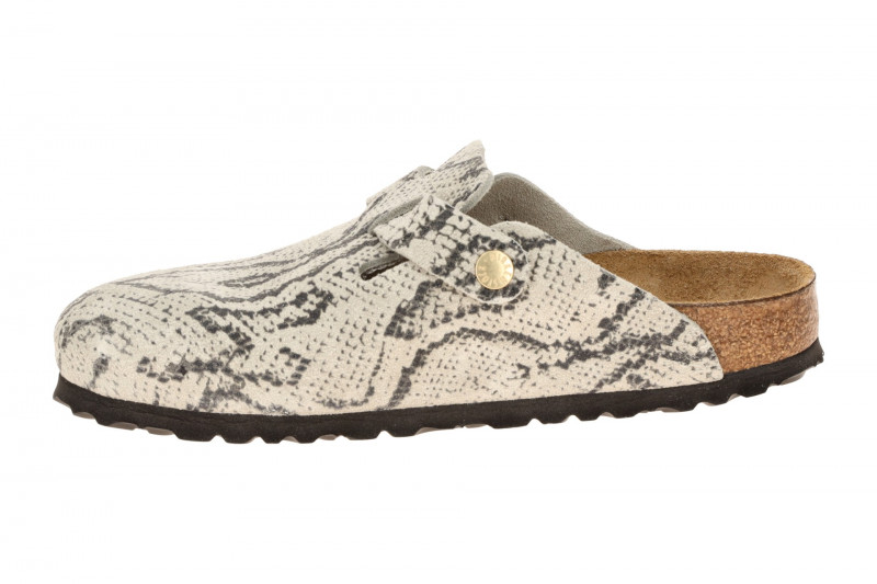 Birkenstock Boston Pantolette grau Snake SCHMAL-WEIT 1033086