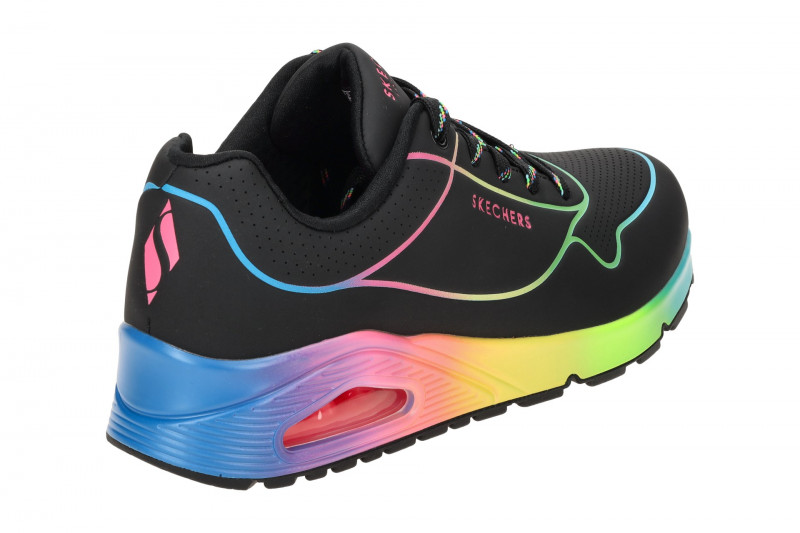 Skechers Uno Schuhe schwarz bunt Linien 155148
