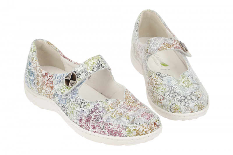Waldläufer Henni Mary-Jane Schuhe weiß Blumen 496309