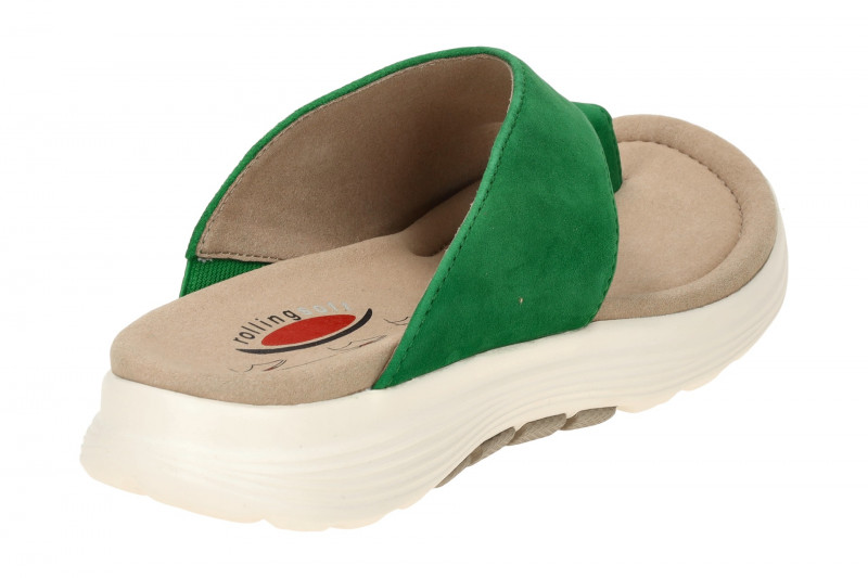 Gabor RollingSoft Zehentrenner Pantolette grün Velour 46.812.34
