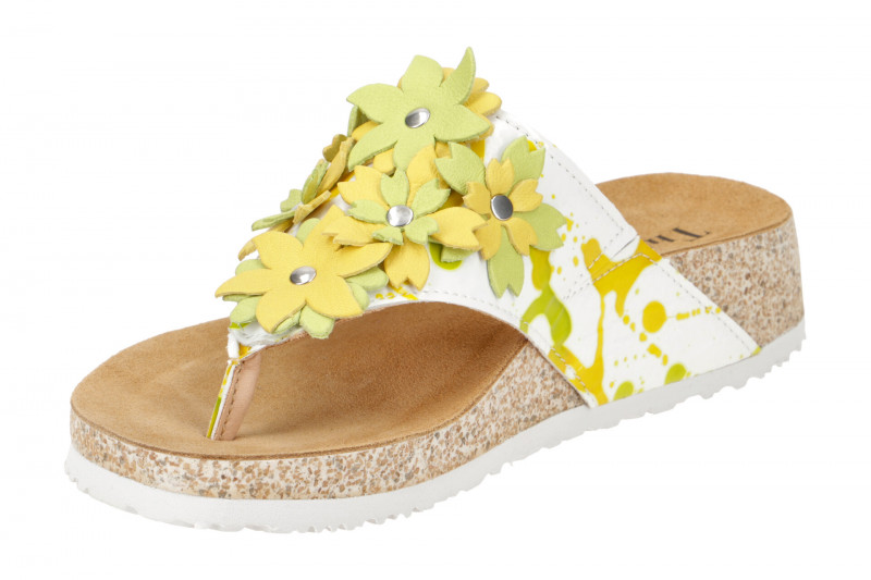 Think Koak Zehentrenner weiß gelb Blüten 745