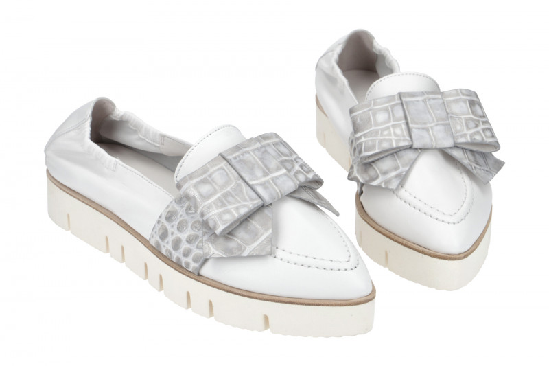 K&S Pia XXL Ballerinas weiß Kroko 93580