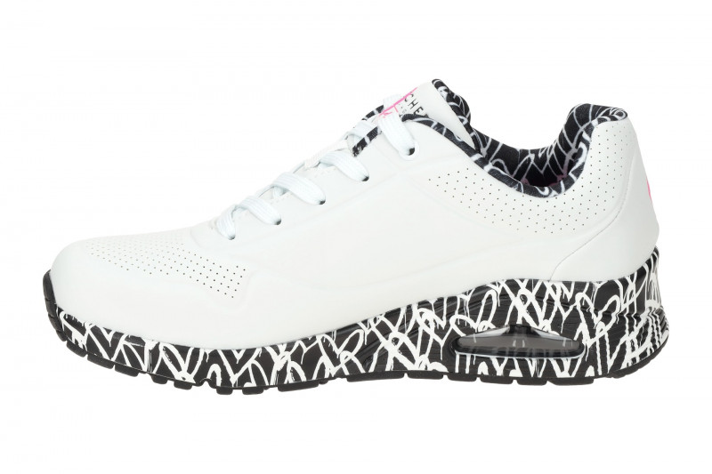 Skechers Uno Schuhe weiß schwarz Lovewall 155506