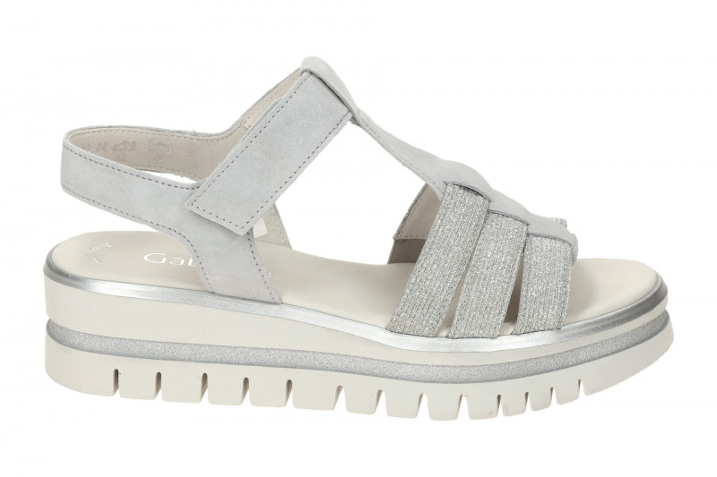 Gabor Plateau Sandalen grau Glitzer T-Steg 64.625.19