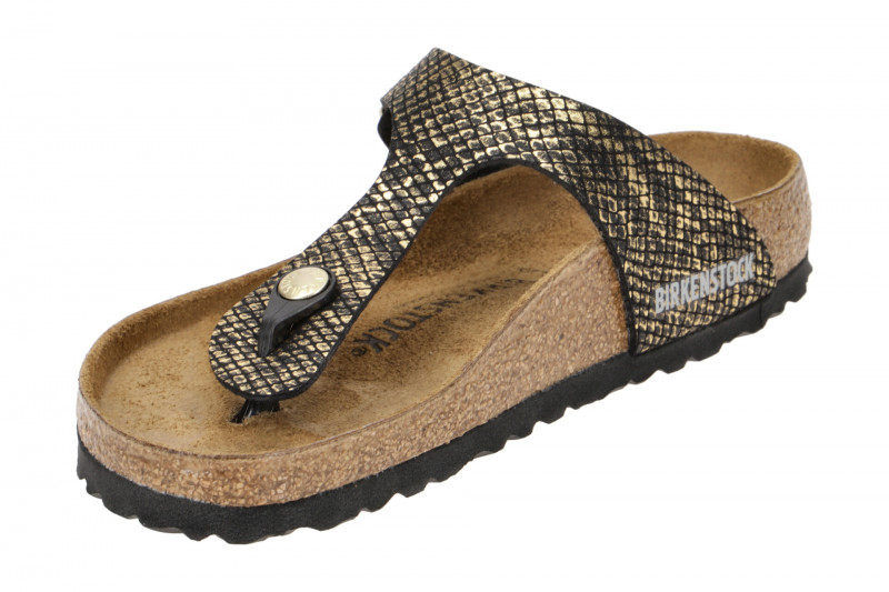 Birkenstock Gizeh BS Pantolette schwarz gold-python Normal-Weit 1018464