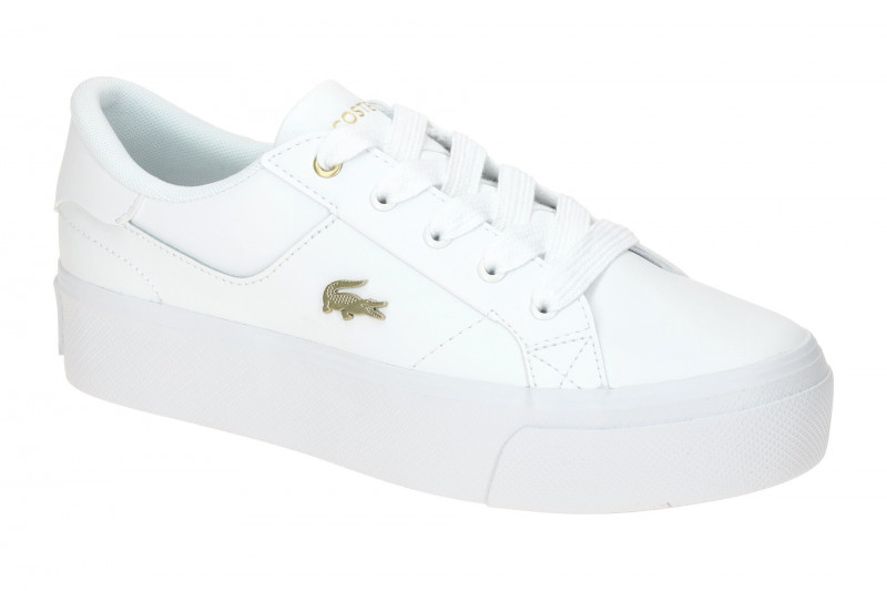 Lacoste Ziane Plateau Sneakers Schuhe weiß gold Damen 0005